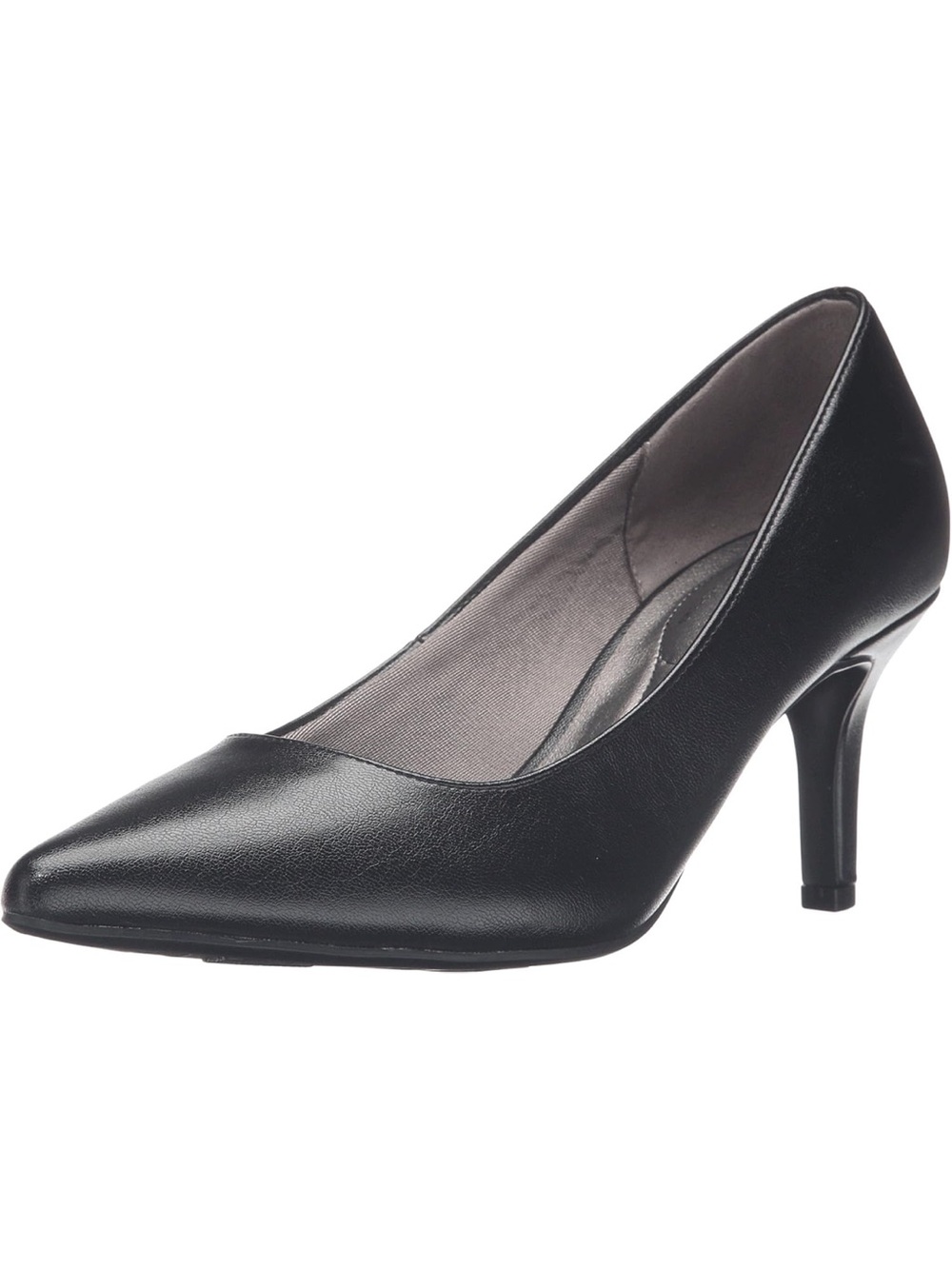 Life Stride Black Pointed-Toe Mid Heel Pump